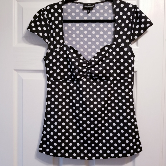 Sourpuss Tops - Sourpuss va va voom polka dot pinup top XL